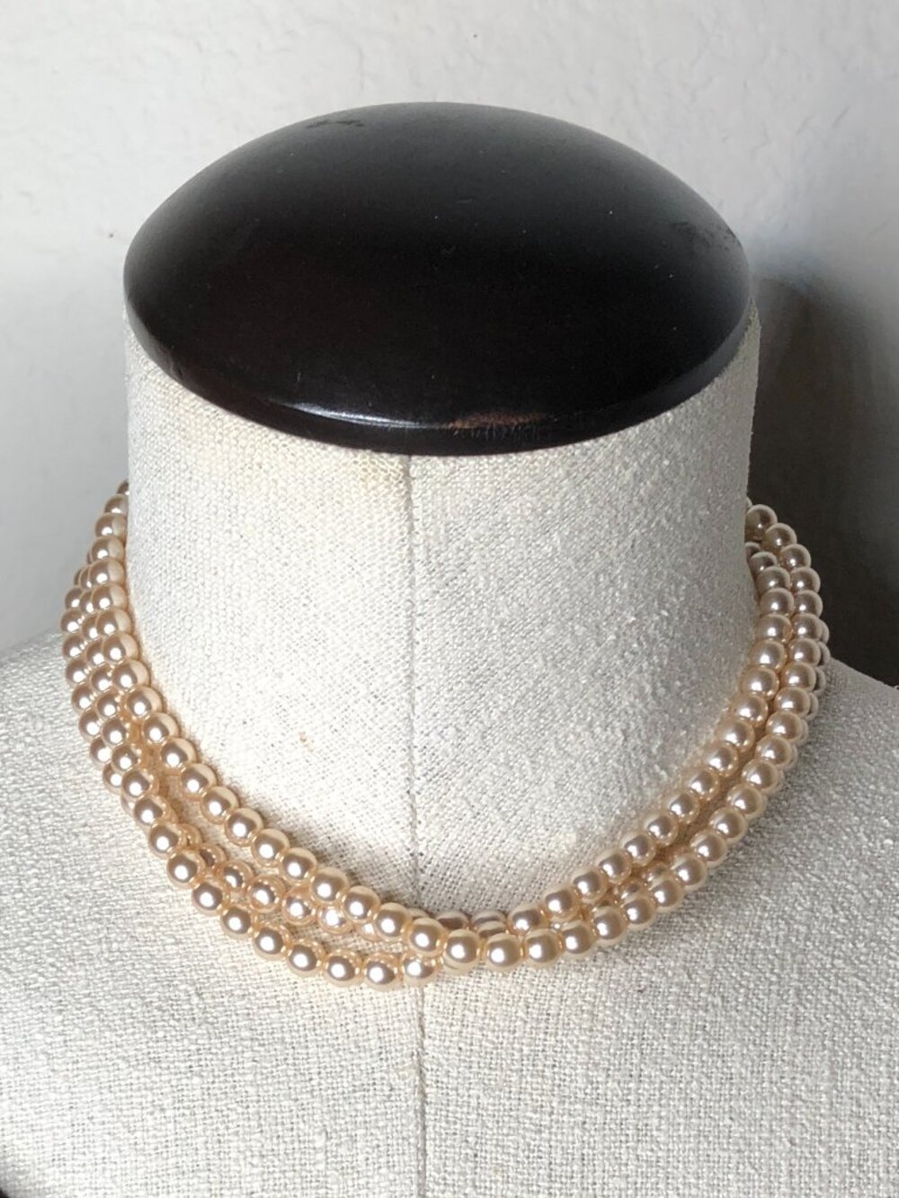 Beautiful, Vintage Triple Strand Faux Pearl Choker Necklace